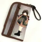 【智惠手作】A065 拼布手機包 手機袋 零錢包 可愛女孩 日本先染布 貼布 真皮提把 毛線頭髮