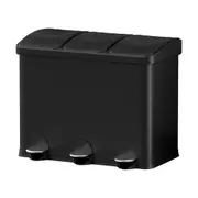 Pedal Bins Rubbish Bin Triple Compartments Waste Recycle Dustbins 45L