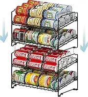 SimpleHouseware 2 Pack Stackable 2 Tier Can Rack, Black
