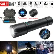 Most Powerful Tactical Flashlight LED Zoom Torch USB Rechargeable Lamp