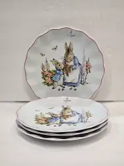 Beatrix Potter Peter Rabbit Bunny Easter Scalloped 11" Dinner Plates 4pc Set