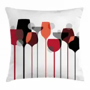 Wine Throw Pillow Case Abstract Glasses Stylized Square Cushion Cover 16 Inches