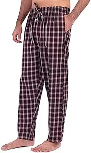 [Place & Street] Plaid Pajama Pants for Men - 100% Cotton PJ Pants - Woven Sleepwear Lightweight Lounge Sleep Pants for Men