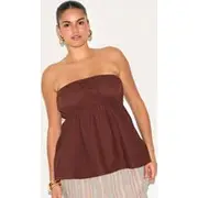 Plus Chocolate Bandeau Peplum Top, Chocolate