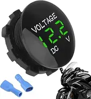 Voltmeter Battery Monitor – 12V DC Waterproof Voltage Meter Gauge | Round LED Display Battery Tester for Marine, Car, Truck, Motorcycle, Digital Panel Battery Status Indicator for Vehicle