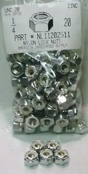 1/4-20 Nylon Insert Lock Nuts NE Series Steel Zinc Plated (75)