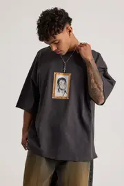 [Factorie] Factorie - Heavy Weight Music Merch T Shirt - Lcn bra lil wayne slate/framed up S LCN BRA LIL WAYNE SLATE/FRAMED UP
