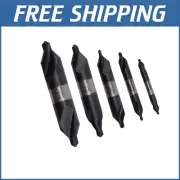 Durable 5-Piece Titanium Plated HSS Center Drill Bits - 60 Degree Cutting Angle
