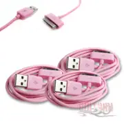 3 6FT USB SYNC DATA POWER CHARGER CABLE APPLE IPAD IPHONE 4S 4 3G IPOD NANO PINK