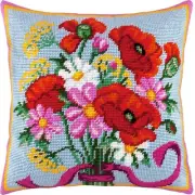 DIY Needlepoint/Tapestry Pillow Kit "Bouquet" 16x16 in / 40x40 cm