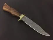 13.5" CUSTOM HAND MADE DAMASCUS STEEL BOWIE KNIFE ROSEWOOD HANDLE W/SHEATH A973
