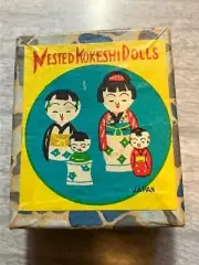Vintage Nested Kokeshi Dolls from Japan A family of mother, father and 2 nesting