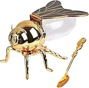 Bee-Shaped Honey Jar – Crystal Syrup Dispenser, Creative Seasoning Container | Decorative Condiment Jar with Spoon for Honey, Jam, Syrup, Kitchen Accessory for Breakfast, Tea, and More