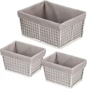 Metal Wire Farmhouse Household Storage Organizing Basket with Fabric Cloth Liner