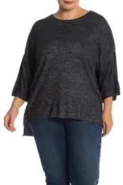 New PHILOSOPHY Dolman Top Heather Gray Knit Pullover Split Side Hem Plus Size 3X