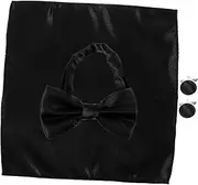 [COSMEVIVI] Fashionable Mens Bow Ties and Cufflinks Set Satin Handkerchief Party and Wedding Accessory