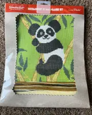 Vintage Wonderart Needlepoint 12 inch Pillow Kit No. 5762 Panda Bear NOS