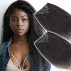 Yaki/Kinky Straight Virgin Human Hair Extensions Clip In Weaves Curly Weft Thick