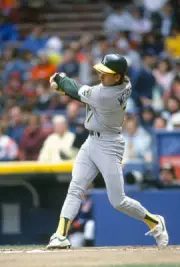 Walt Weiss Oakland Athletics bats in an MLB game circa 19- Baseball 1988 Photo