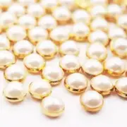 Acrylic Pearl Buttons 6-12mm Claw Beads Gold Color Base Button Craft Sewing Bead