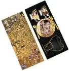2 Set Milk Tea Cup Klimt Kiss Bone Coffee Cup Tea Saucer Ceramic Cup Gift Box