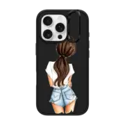 iPhone 16 Pro Impact Ring Stand Case MagSafe Compatible Solitude (Fair Complexion, Brunette) Fashion Illustration Case