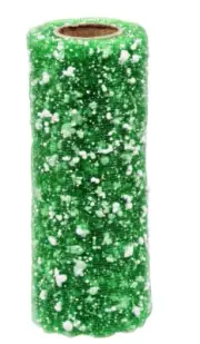 Crafter's Square CHRISTMAS Snowball Decorative Mesh Ribbon 6" x 3 yds ~ Green