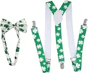 [LIFKOME] 2pcs Shamrock Tie Set in Party Suspenders Bow Tie Print Dress Up Accessories for Patrick Day Festival Fun Favors for Memorable Moments