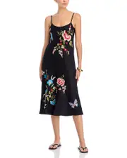 Johnny Was Embroidered Linen Slip Dress