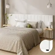 Oikiture Bed Frame Headboard Double Queen King Size Head Bedhead White Boucle