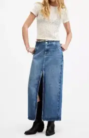 BNWT Women’s All Saints “ CYRA “ Freyed Waistband Maxi Split Skirt UK 10 £119