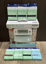 Brother P-touch Embellish Ribbon & Tape Label Printer Machine w/ Tape & Ribbon!