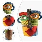 Resin Art Abstract Flower Pot Colorful Head Shaped Flower Pot