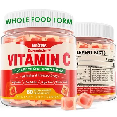 Whole Food Vitamin C Gummies for Adults & Kids Zero Sugar Natural Antioxidant...