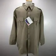 Blauer 19.5 34/35 Solid Beige Long Sleeve Police Uniform Style Shirt 8600-Z