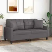 NNEVL 2-Seater Sofa with Throw Pillows Grey 140 cm Faux Leather