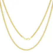 14K Yellow Gold Mens 3mm Miami Cuban Link Chain Italian Pendant Necklace 24"