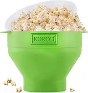 The Original Korcci Microwaveable Silicone Popcorn Popper, BPA Free Microwave Popcorn Popper, Collapsible Microwave Popcorn Maker Bowl, Dishwasher Safe - Green