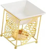 Generic Metal Essential Oil Burner Candle Holder Table Centerpiece Furnace Melt Warmer Aroma Burner Oil Diffuser for Bedroom Office, Golden