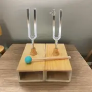 Resonant Tuning Fork with Wood Box Teaching Aids Equipped with Silicone Hammer
