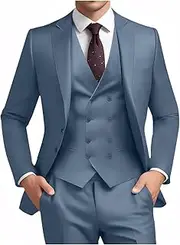 [Ciwolce] Suit for Men Wedding Slim Fit 3 Piece Set Blazer Jacket Vest Pants Tuxedo Suits for Groomsmen Business Prom Party Sport Coat