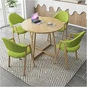 Modern 4 Piece Dining Set with Round Table and Chairs for Kitchen Living Room Restaurant Cafe Stylish Reception Desk and Chair Combination Ideal for Conference Rooms (Color:)