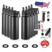 Durable Insulated Water Flask Set - 8 Pack of 22oz Portable Bottles with Straw