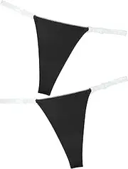 [SEAUR] Women Seamless Panties Adjustable G String Thongs Clear Strap Thongs Ice Silk Underwear No Show Briefs 2pcs