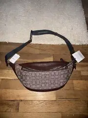 Coach CT871 Warren Mini Belt Bag Unisex Sig Canvas SV/Oak/Maple (Brown) New