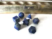 7pc Lapis Lazuli Sacred Geometry Set w/ Merkaba Star Crystal Gemstone Wooden Box