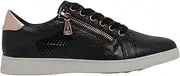 [Hush Puppies] Womens Mimosa Perf Ladies Sneakers Zip Black Casual Lace Up Shoes 7 Black/Copper