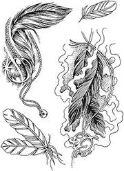 Cool Tattoos,Feather HC-BB-894,Feather Tattoos,Resilience,Lasts 1-2 Weeks,Real Tattoo Look,Water-Resistant,18 x 11 cm