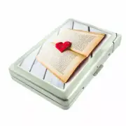 Book Lover Em2 Cigarette Case with Built in Lighter Metal Wallet