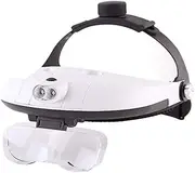 Head Mount Magnifier Glasses with Detachable Ultra Bright LED Head Lamp - 5 Interchangeable Lenses: 1.0X, 1.5X, 2.0X, 2.5X, 3.5X Magnification
